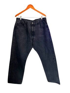 Levis Mens Black Denim Jeans W40 L32 Straight Fit